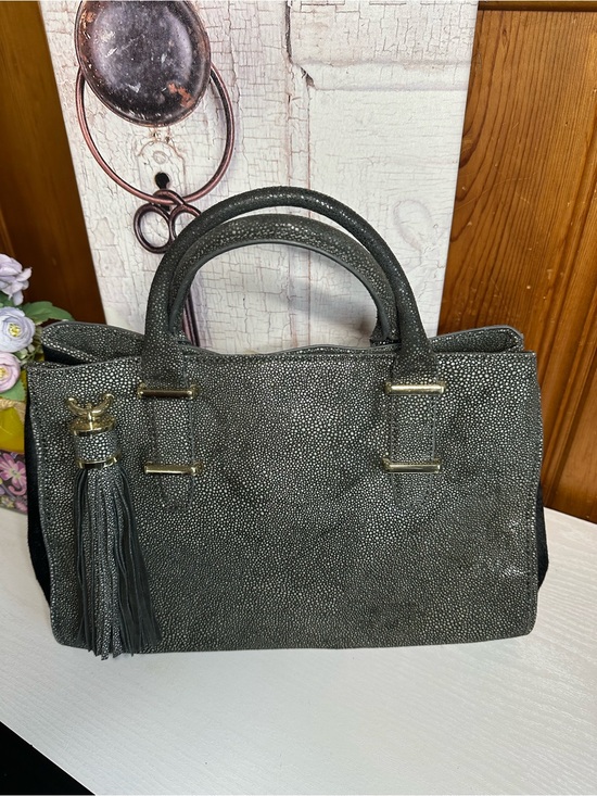 Ivanka Trump Handbags - Ivanka Trump Metallic Gray Textured Tote with Tassel